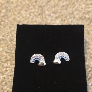 Elegant Silver and Blue Stud Earrings .925 Silver
